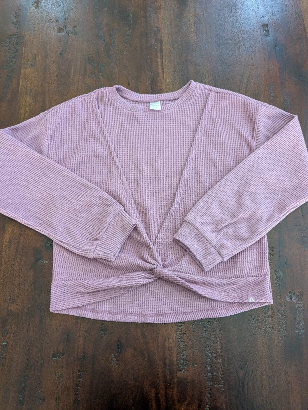 Gerry Dusty Pink Waffle Knit Front Twist Long Sleeve Top - Size L